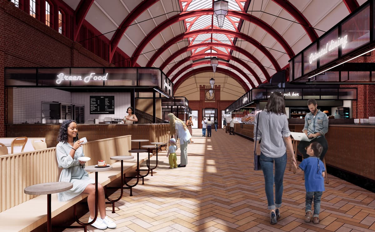 Rendering av blivande Malmö food court