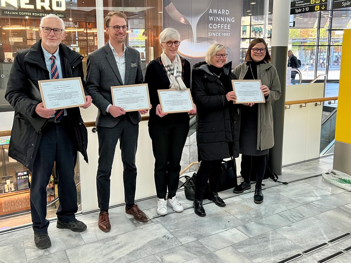 F.v. Carl Lindberg (Uppsala Kommunfullmäktige), Ruben van Kershbergen (TrV), Karin Svingby (Region Uppsala), Carina Wallnäs och Åsa Dahl (båda Jernhusen)